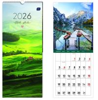Kalendarz 2026 paskowy 17x41cm Widoki. Wydawca: INTERDRUK. Dobreksiazki.pl Opakowanie Kalendarz 2026 paskowy 17x41cm Widoki