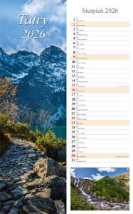 Kalendarz 2026 paskowy Tatry. Wydawca: Radwan. Dobreksiazki.pl Opakowanie Kalendarz 2026 paskowy Tatry