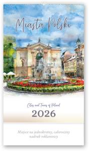 Kalendarz 2026 reklamowy Miasta Polski. Wydawca: Lucrum. Dobreksiazki.pl Opakowanie Kalendarz 2026 reklamowy Miasta Polski