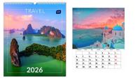 Kalendarz 2026 ścienny planszowy 33,5x40cm Travel. Wydawca: INTERDRUK. Dobreksiazki.pl Opakowanie Kalendarz 2026 ścienny planszowy 33,5x40cm Travel