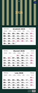 Kalendarz 2026 trójdzielny 82,5x34cm Paski. Wydawca: INTERDRUK. Dobreksiazki.pl Opakowanie Kalendarz 2026 trójdzielny 82,5x34cm Paski