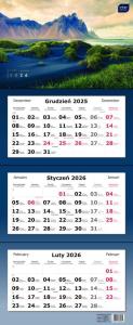 Kalendarz 2026 trójdzielny 82,5x34cm Widoki. Wydawca: INTERDRUK. Dobreksiazki.pl Opakowanie Kalendarz 2026 trójdzielny 82,5x34cm Widoki