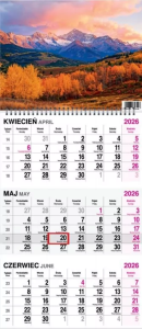 Kalendarz 2026 trójdzielny na spirali Góry. Wydawca: O-press. Dobreksiazki.pl Opakowanie Kalendarz 2026 trójdzielny na spirali Góry