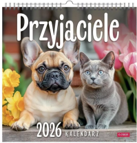 Kalendarz 2026 wieloplanszowy kwadrat Przyjaciele. Wydawca: O-press. Dobreksiazki.pl Opakowanie Kalendarz 2026 wieloplanszowy kwadrat Przyjaciele