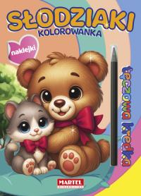 Kolorowanka z kredką Słodziki. Autor: Praca zbiorowa. Dobreksiazki.pl Okładka książki Kolorowanka z kredką Słodziki