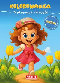 Kolorowe chwile. Kolorowanka z naklejkami. Autor: Natasza Korpik. Dobreksiazki.pl Okładka książki Kolorowe chwile. Kolorowanka z naklejkami