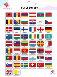 Naklejki dla dzieci Flagi Europy. Wydawca: All4Kids. Dobreksiazki.pl Opakowanie Naklejki dla dzieci Flagi Europy