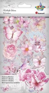 Naklejki foliowe 4 plansze motyle, kwiaty. Wydawca: Titanum. Dobreksiazki.pl Opakowanie Naklejki foliowe 4 plansze motyle, kwiaty