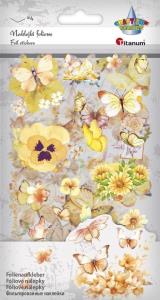 Naklejki foliowe 4 plansze motyle, kwiaty. Wydawca: Titanum. Dobreksiazki.pl Opakowanie Naklejki foliowe 4 plansze motyle, kwiaty