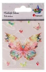 Naklejki foliowe motyl 74x55mm 9szt. Wydawca: Titanum. Dobreksiazki.pl Opakowanie Naklejki foliowe motyl 74x55mm 9szt