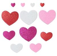Opakowanie Naklejki piankowe serca brokatowe 3 kolory 15x13/3
