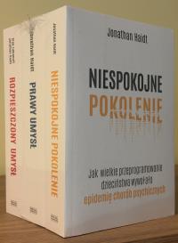 Pakiet Niespokojne pokolenie / Prawy umysł / Rozpieszczony umysł. Autor: Haidt Jonathan. Dobreksiazki.pl Okładka książki Pakiet Niespokojne pokolenie / Prawy umysł / Rozpieszczony umysł