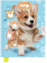 Pamiętnik z kłódką 80 kartek Corgi. Wydawca: GDD. Dobreksiazki.pl Opakowanie Pamiętnik z kłódką 80 kartek Corgi
