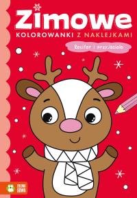 Renifer i przyjaciele. Zimowe kolorowanki z naklejkami. Autor: Opracowanie zbiorowe. Dobreksiazki.pl Okładka książki Renifer i przyjaciele. Zimowe kolorowanki z naklejkami