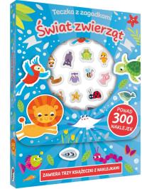 Świat zwierząt. Teczka z zagadkami ( 3 książeczki + wypukłe naklejki). Autor: Opracowanie zbiorowe. Dobreksiazki.pl Okładka książki Świat zwierząt. Teczka z zagadkami ( 3 książeczki + wypukłe naklejki)