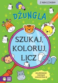 Szukaj, koloruj i licz. Dżungla. Autor: Czarnecka Sylwia. Dobreksiazki.pl Okładka książki Szukaj, koloruj i licz. Dżungla