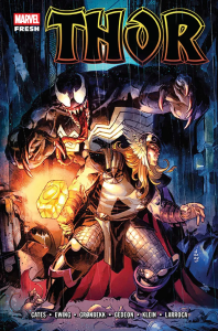Thor. Tom 3. Autor: Al Ewing, Cates Donny, Torunn Grønbekk, Salvador Larroca, Nic Klein, Sergio Davíla, Juan Gedeon. Dobreksiazki.pl Okładka książki Thor. Tom 3