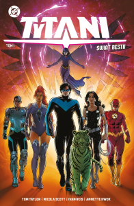 Tytani. Świat Bestii. Tom 1. Autor: Taylor Tom, Scott Nicola, Ivan Reis. Dobreksiazki.pl Okładka książki Tytani. Świat Bestii. Tom 1