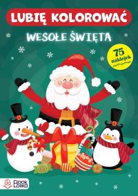 Wesołe święta. Lubię kolorować - uszkodzone. Autor: Monika Majewska. Dobreksiazki.pl Okładka książki Wesołe święta. Lubię kolorować - uszkodzone