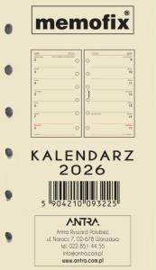 Wkład kalendarzowy 2026 Memofix A6 TNS. Wydawca: Antra. Dobreksiazki.pl Opakowanie Wkład kalendarzowy 2026 Memofix A6 TNS