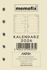 Wkład kalendarzowy 2026 Memofix A7 TNS. Wydawca: Antra. Dobreksiazki.pl Opakowanie Wkład kalendarzowy 2026 Memofix A7 TNS