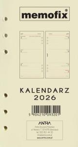 Wkład kalendarzowy 2026 Memofix B6 TDW. Wydawca: Antra. Dobreksiazki.pl Opakowanie Wkład kalendarzowy 2026 Memofix B6 TDW