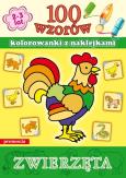 Okładka książki 100 wzorów - kolorowanki z naklejkami. Zwierzęta