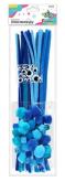 Opakowanie Zestaw druciki, pompony, oczka niebieski 80szt
