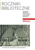 Okładka książki Roczniki Biblioteczne LXVI 66/2022