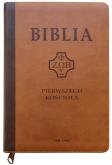 Okładka książki Biblia pierwszego Kościoła z paginat. ciemnobrązo.