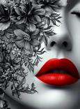 Opakowanie Diamentowa Mozaika Kobieta z czerwonymi ustami i kwiatami NO-2003112