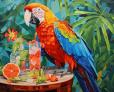 Opakowanie Diamentowa Mozaika Papuga na stole z napojami NO-2001366