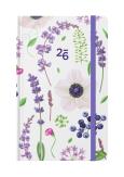 Opakowanie Kalendarz 2026 kieszonkowy tygodniowy fioletowe Kwiaty